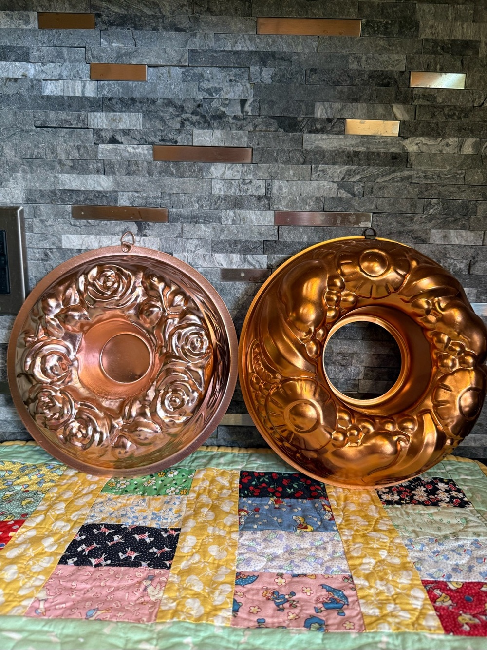 Granny Core Decorative Copper Wall Moldings - Floral & Fruit Designs (Set of 2)